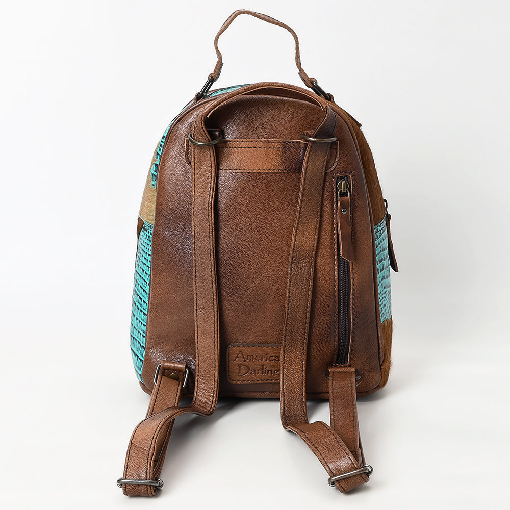 ADBG1564A Croc Embossed & Hair-On-Hide Leather Backpack - Western Rodeo Style