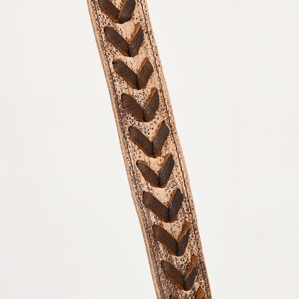 ADBGM472 Western Boho Leather Fringe Messenger Bag - Distressed Flap with Hand-Laced Detailing