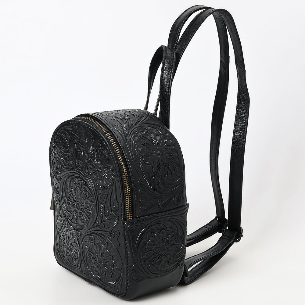 ADBGZ875A Mini Black Leather Backpack | Hand-Tooled Western Bag by American Darling
