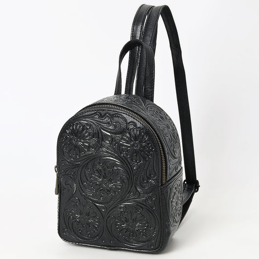 ADBGZ875A Mini Black Leather Backpack | Hand-Tooled Western Bag by American Darling