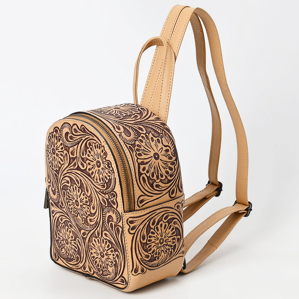ADBGZ875 Mini Leather Backpack | Hand-Tooled Floral Western Bag by American Darling