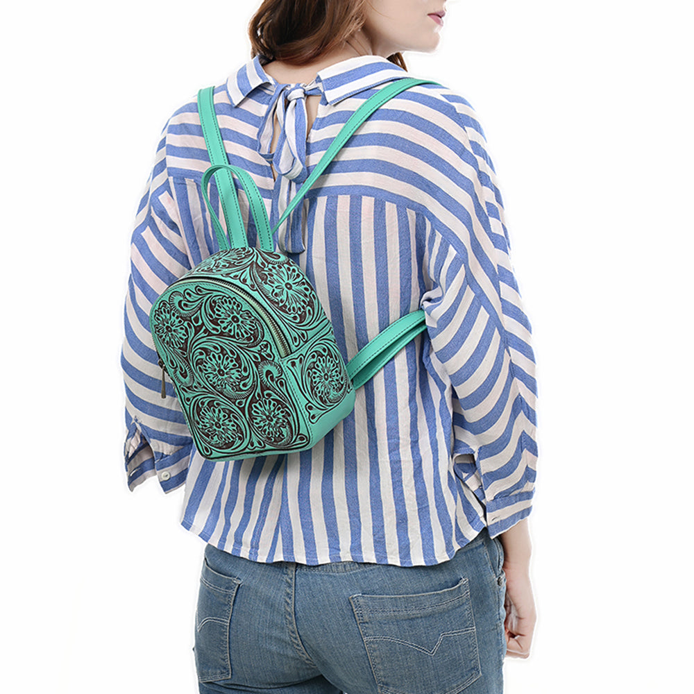 ADBGZ875 Mini Leather Backpack | Hand-Tooled Floral Western Bag by American Darling