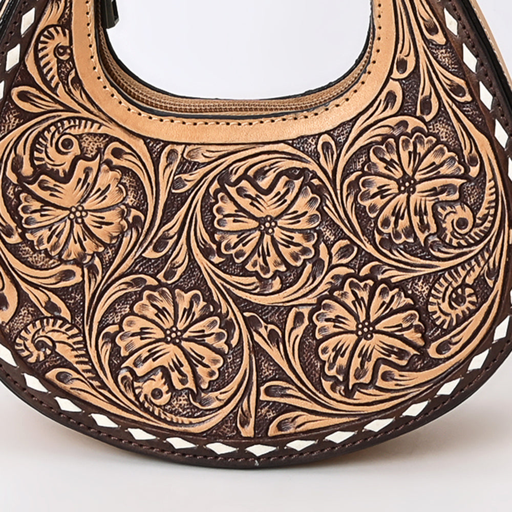 ADBGZ878 Half-Moon Hand-Tooled Leather Hobo Bag | American Darling