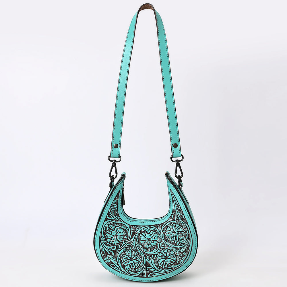 ADBGZ878 Half-Moon Hand-Tooled Leather Hobo Bag | American Darling