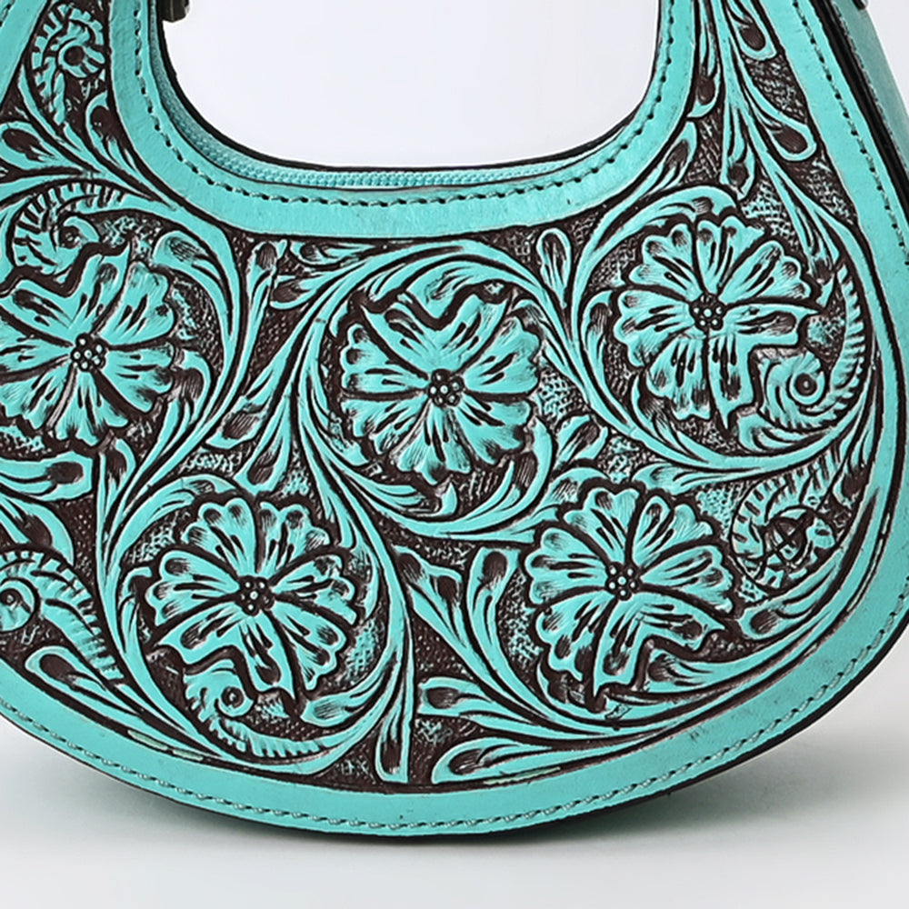 ADBGZ878 Half-Moon Hand-Tooled Leather Hobo Bag | American Darling