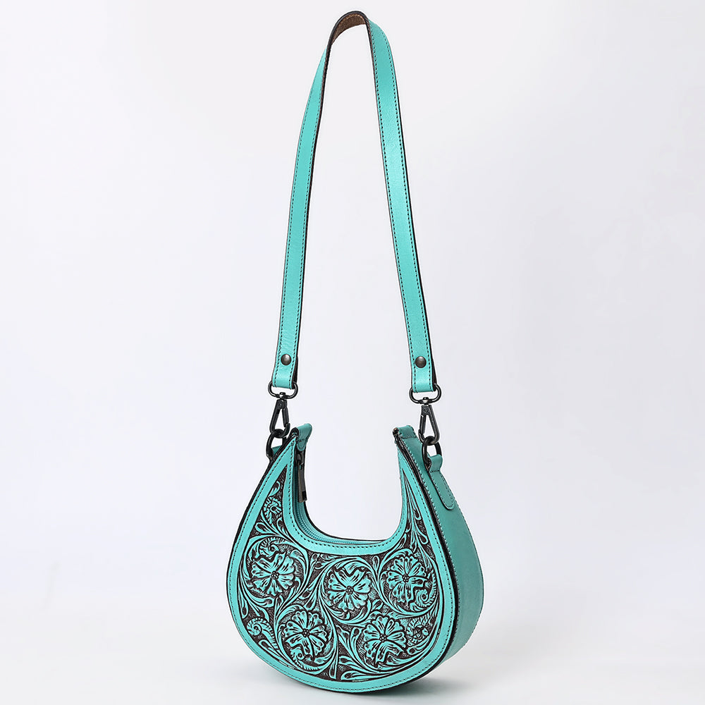 ADBGZ878 Half-Moon Hand-Tooled Leather Hobo Bag | American Darling