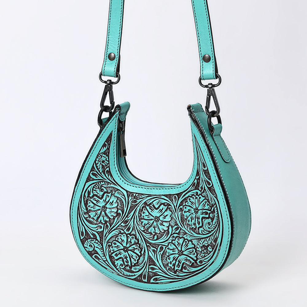 ADBGZ878 Half-Moon Hand-Tooled Leather Hobo Bag | American Darling
