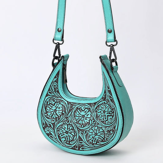 ADBGZ878 Half-Moon Hand-Tooled Leather Hobo Bag | American Darling