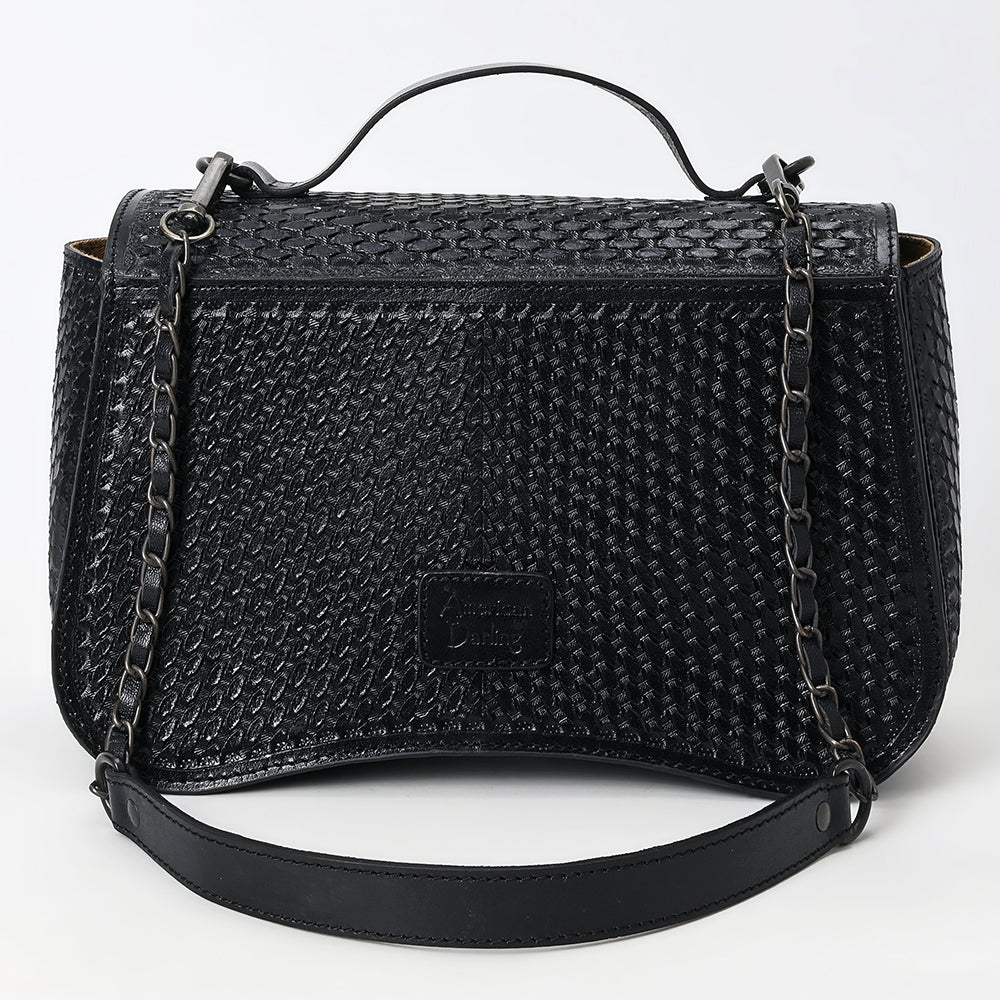 ADBGZ880 Black Hand-Tooled Leather crossbody Bag with Chain Strap | American Darling