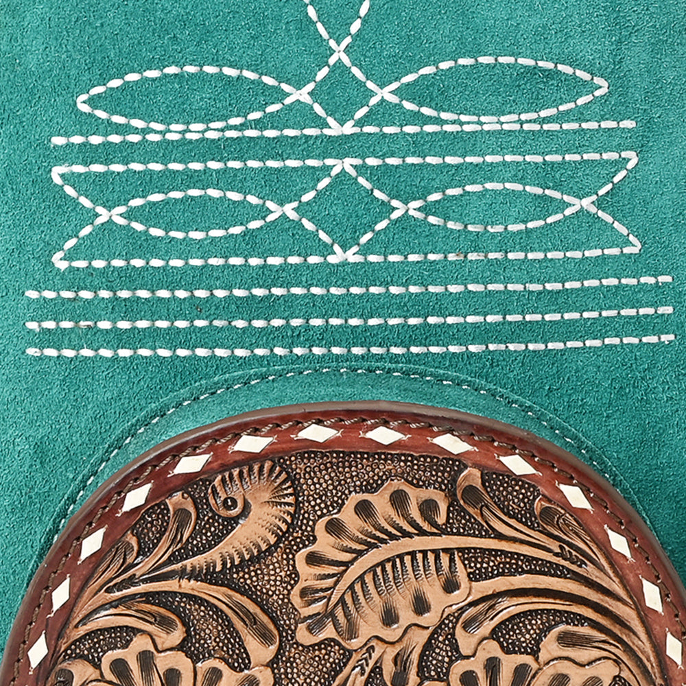 ADBG1574 American Darling Genuine Suede Leather Backpack Bag with Hand Tooled Floral Front & Buck Stitch Accents