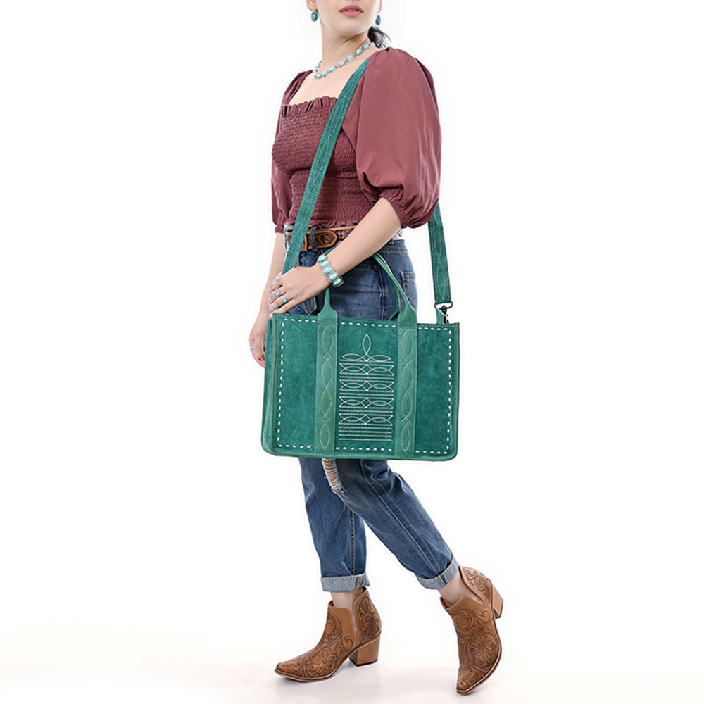 ADBG1577 American Darling Western Genuine Suede Leather Tote Bag with Handcrafted Detailing and Premium Craftsmanship