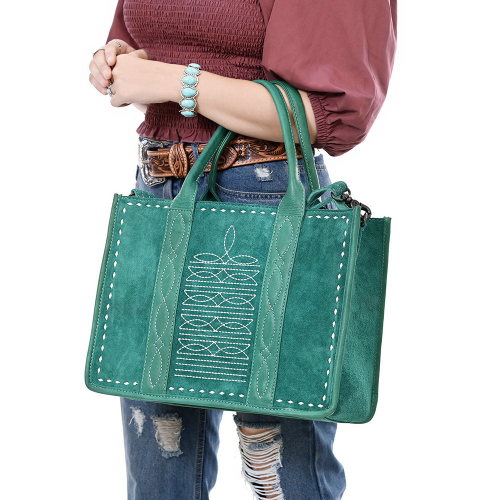 ADBG1577 American Darling Western Genuine Suede Leather Tote Bag with Handcrafted Detailing and Premium Craftsmanship
