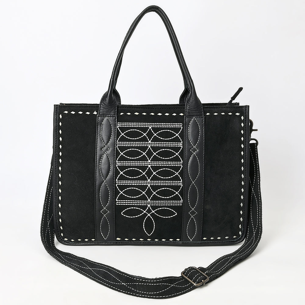 ADBG1577 American Darling Black Western Genuine suede Leather Tote Bag with Handcrafted Detailing & Premium Craftsmanship