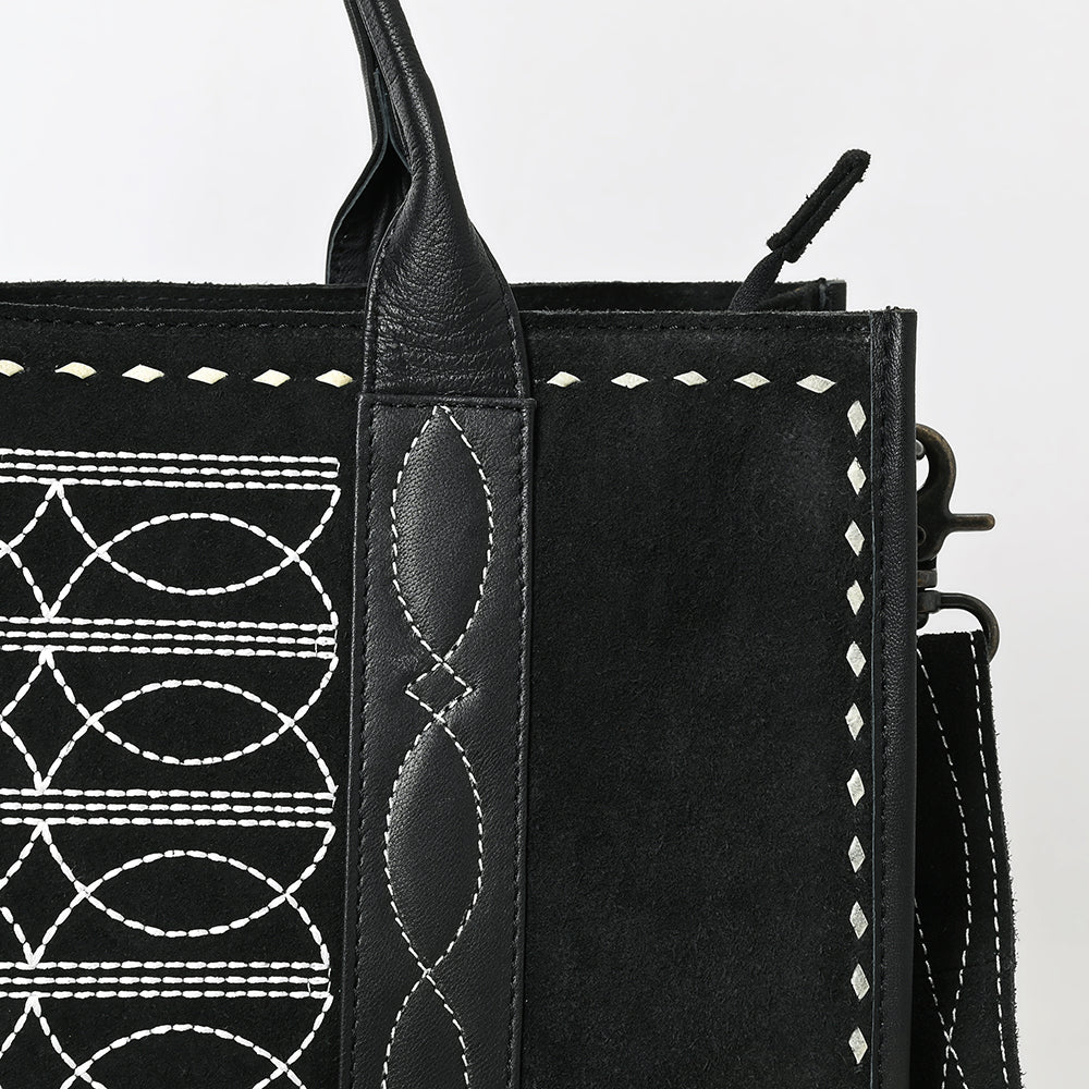 ADBG1577 American Darling Black Western Genuine suede Leather Tote Bag with Handcrafted Detailing & Premium Craftsmanship