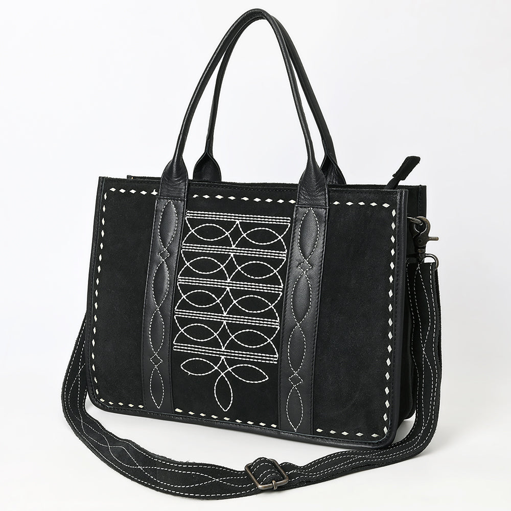 ADBG1577 American Darling Black Western Genuine suede Leather Tote Bag with Handcrafted Detailing & Premium Craftsmanship