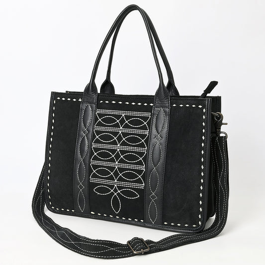 ADBG1577 American Darling Black Western Genuine suede Leather Tote Bag with Handcrafted Detailing & Premium Craftsmanship