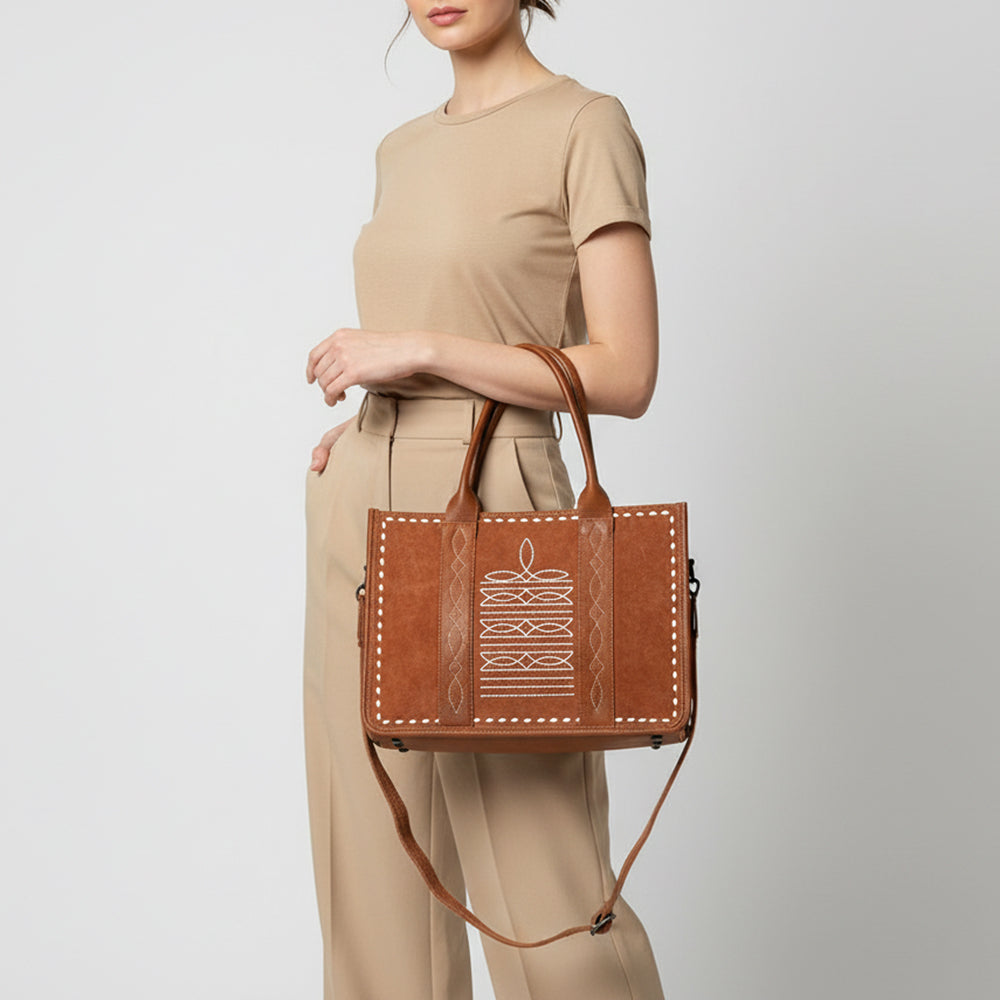 ADBG1577 American Darling Western Genuine Suede Leather Tote Bag with Handcrafted Detailing and Premium Craftsmanship