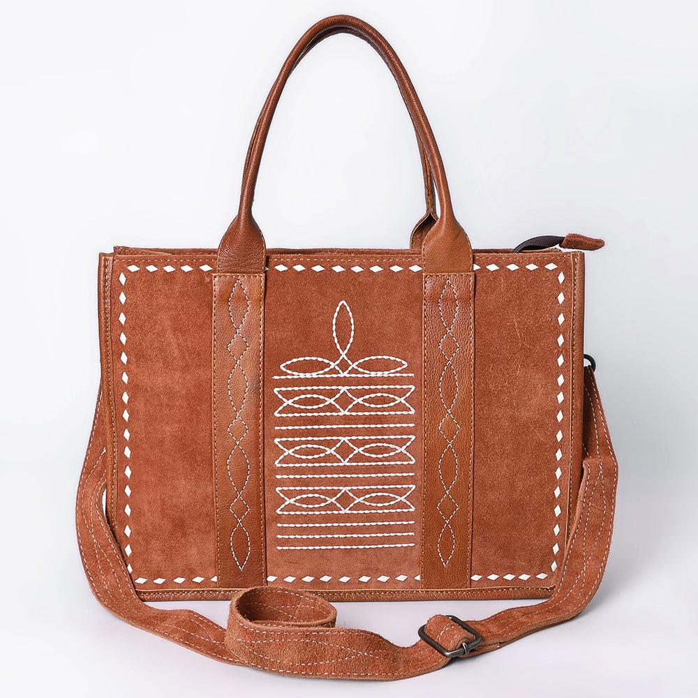 ADBG1577 American Darling Western Genuine Suede Leather Tote Bag with Handcrafted Detailing and Premium Craftsmanship