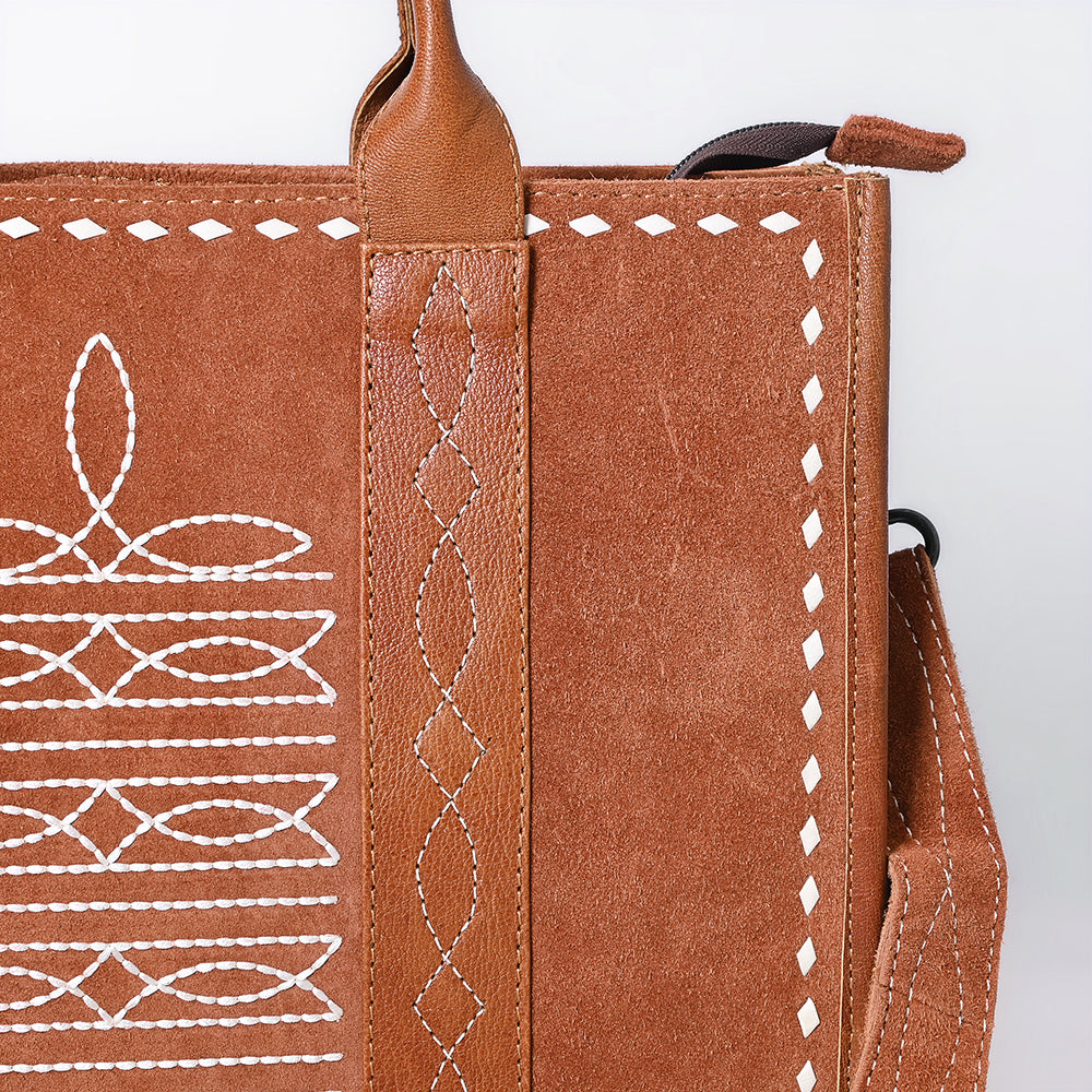 ADBG1577 American Darling Western Genuine Suede Leather Tote Bag with Handcrafted Detailing and Premium Craftsmanship