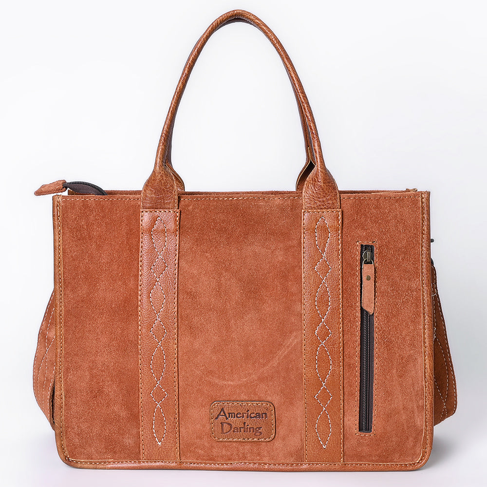 ADBG1577 American Darling Western Genuine Suede Leather Tote Bag with Handcrafted Detailing and Premium Craftsmanship