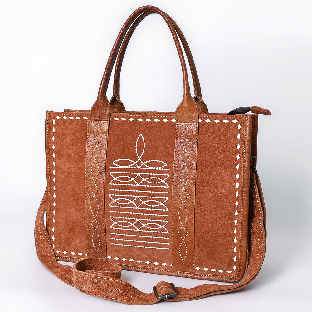 ADBG1577 American Darling Western Genuine Suede Leather Tote Bag with Handcrafted Detailing and Premium Craftsmanship