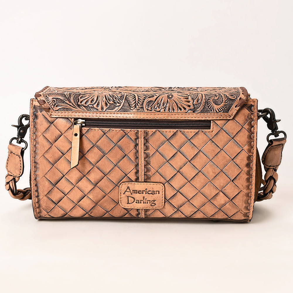 ADBG1581 Hand-Tooled Leather Envelope Clutch - Western Envelope with Braided Strap & Fringe