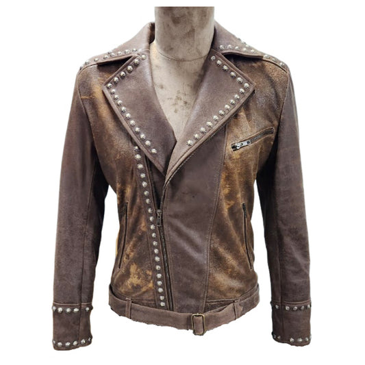 ADJKTLTR014 Genuine Vintage Leather Women Shirt Jacket Dress