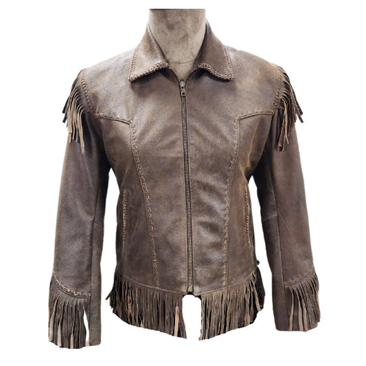 ADJKTLTR015 Genuine Vintage Leather Women Shirt Jacket Dress