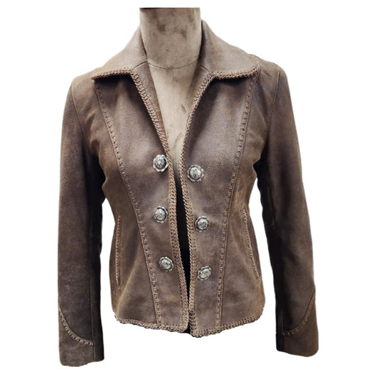 ADJKTLTR10 Genuine Vintage Leather Women Shirt Jacket Dress