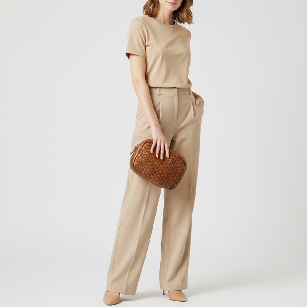 SWL107 Montavio - Leather Basket Weave Clutch