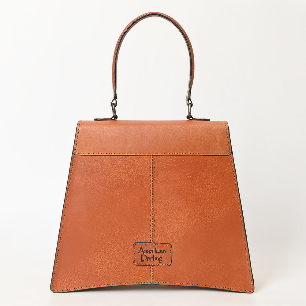 ADBGZ808 Hand-Tooled Leather Flap Tote Bag - Western Top Handle Purse