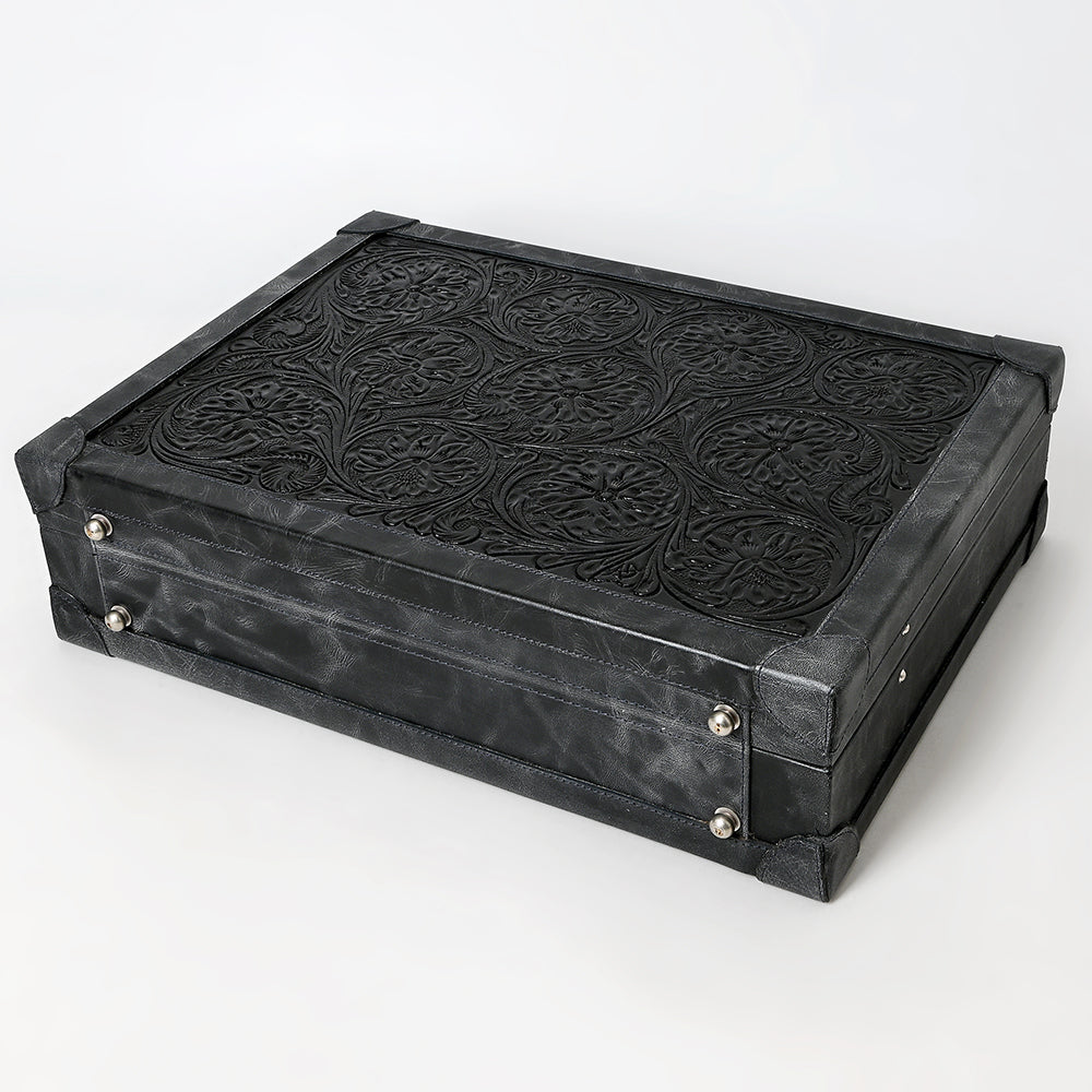 ADBGZ882 Hand-Tooled Leather Jewelry Case with Combination Locks | American Darling