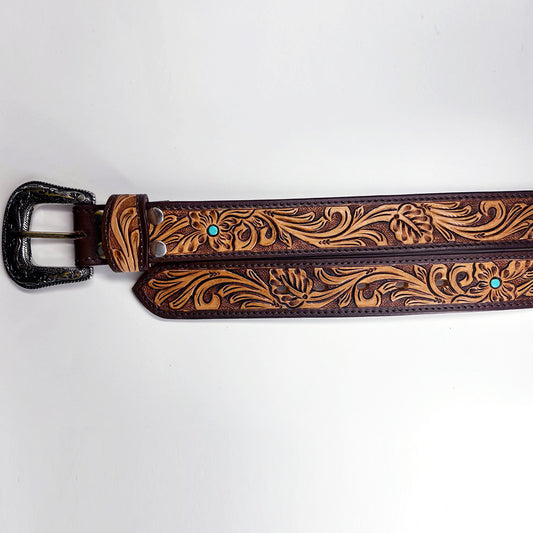ADBLD122 Beautifully Hand Tooled Genuine American  Belt Men and Women