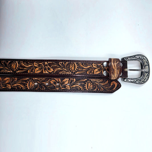 ADBLD124 Beautifully Hand Tooled Genuine American  Belt Men and Women