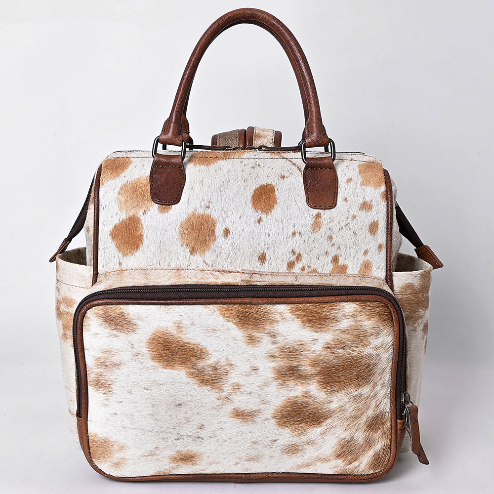 ADBG1597 Genuine Cowhide Leather Backpack Bag with Front Zip Pocket - Western Travel Tote