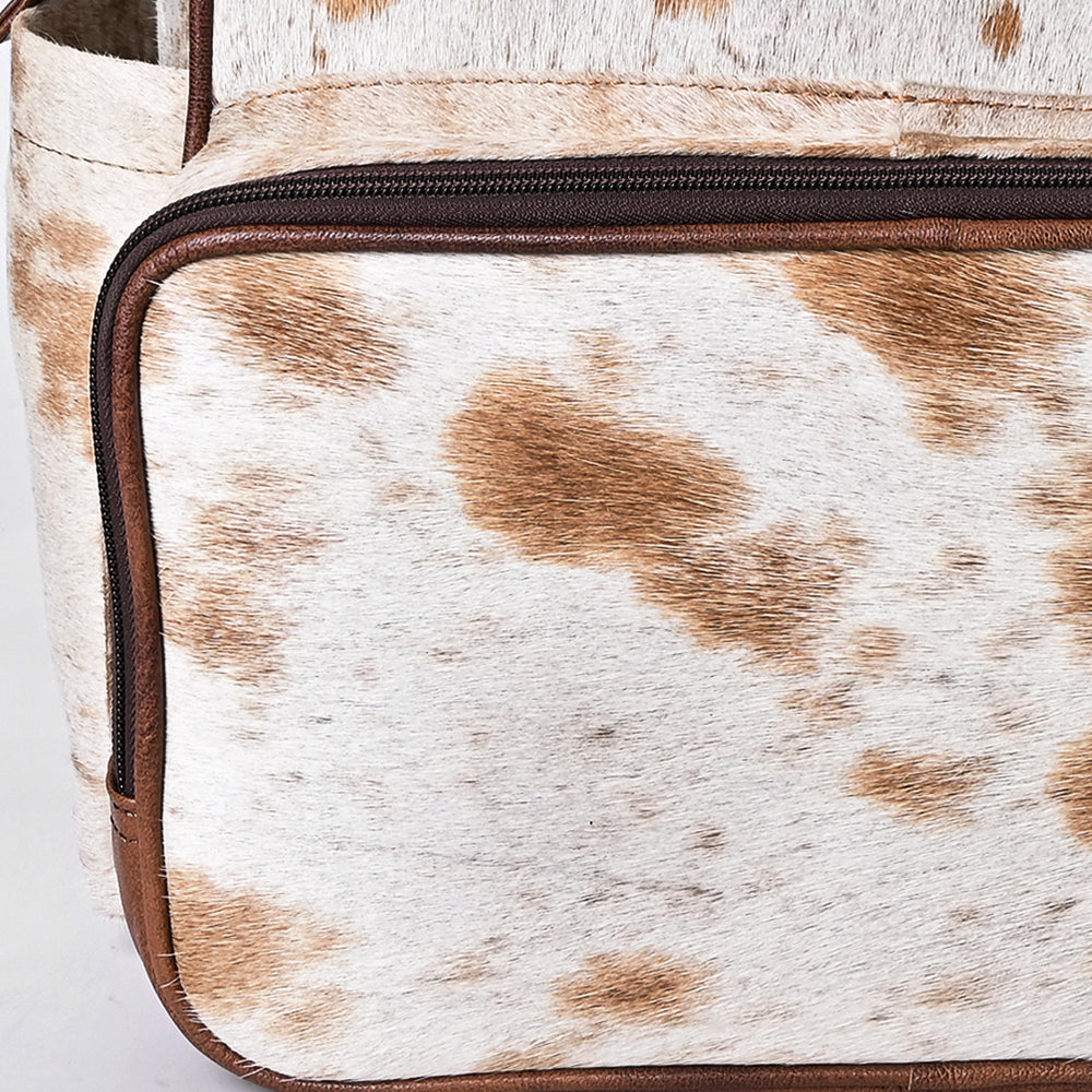 ADBG1597 Genuine Cowhide Leather Backpack Bag with Front Zip Pocket - Western Travel Tote