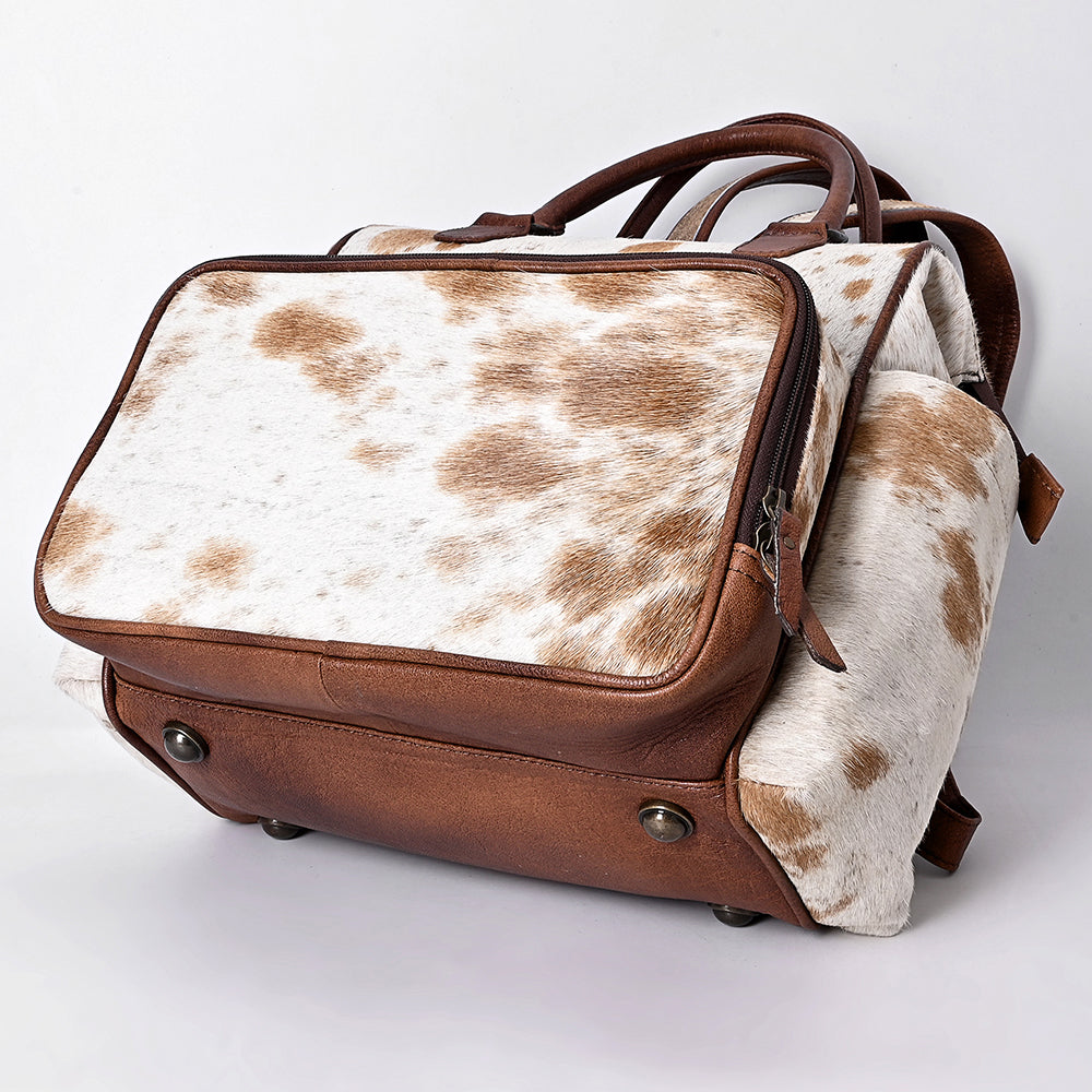 ADBG1597 Genuine Cowhide Leather Backpack Bag with Front Zip Pocket - Western Travel Tote
