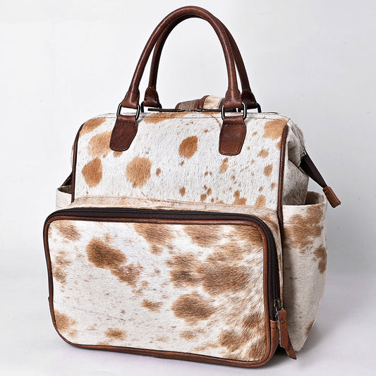 ADBG1597 Genuine Cowhide Leather Backpack Bag with Front Zip Pocket - Western Travel Tote