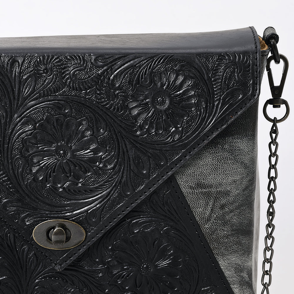 ADBGZ883 Black & Gray Hand-Tooled Leather Envelope Crossbody | American Darling