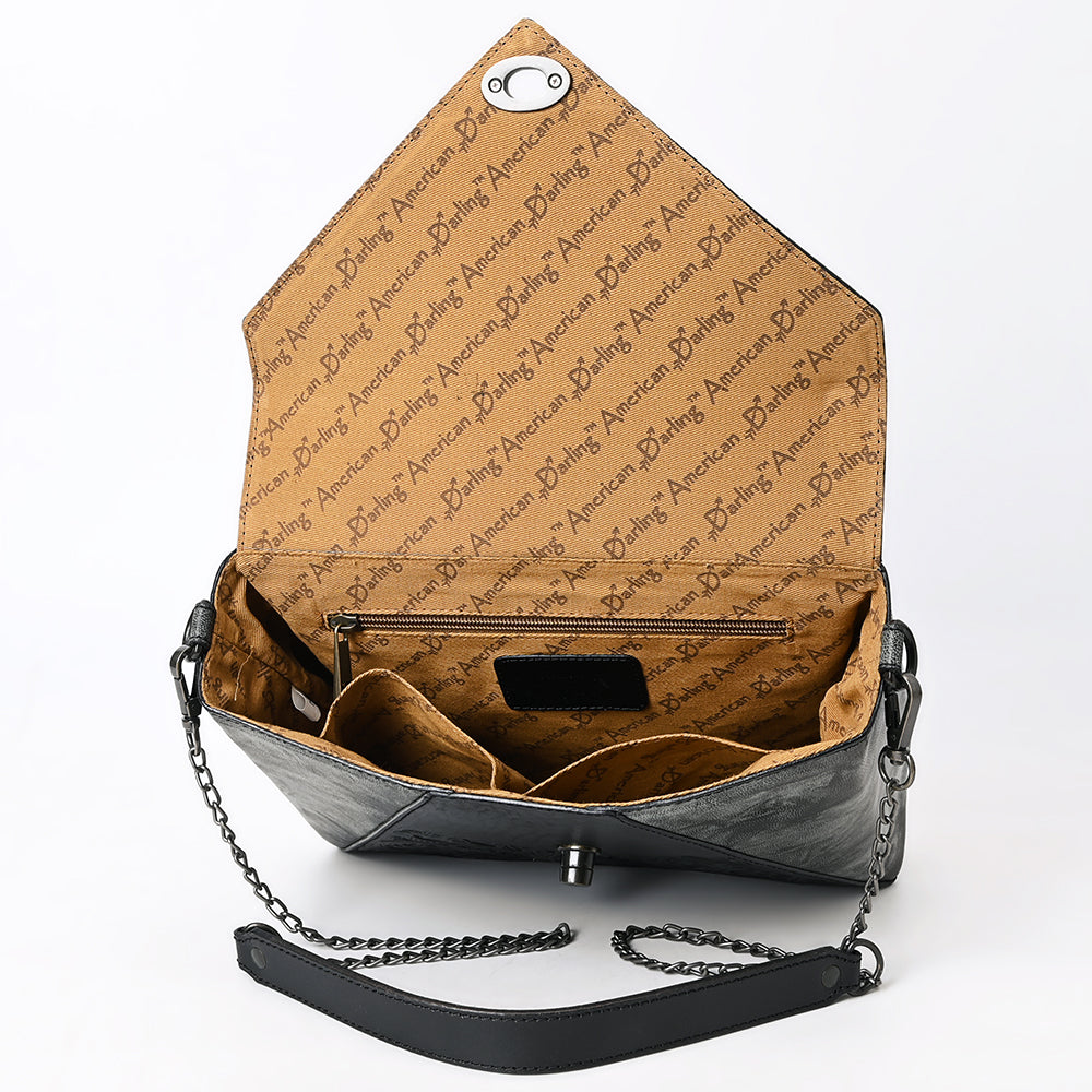 ADBGZ883 Black & Gray Hand-Tooled Leather Envelope Crossbody | American Darling