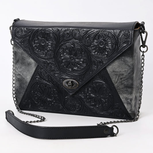 ADBGZ883 Black & Gray Hand-Tooled Leather Envelope Crossbody | American Darling