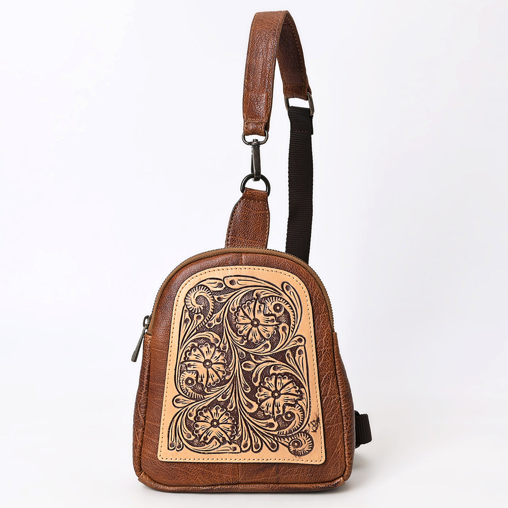 ADBGZ887 Tooled Leather Sling Backpack | American Darling