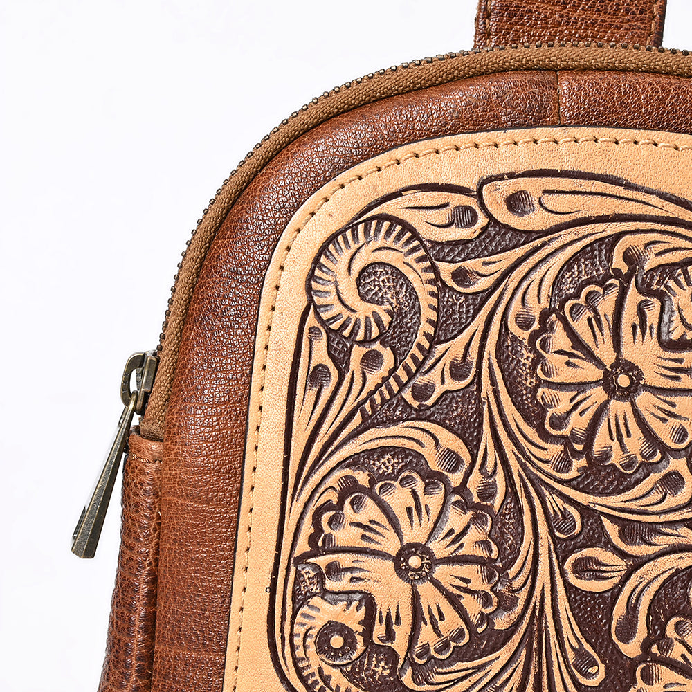 ADBGZ887 Tooled Leather Sling Backpack | American Darling