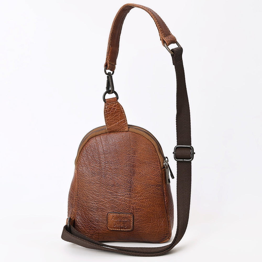 ADBGZ887 Tooled Leather Sling Backpack | American Darling