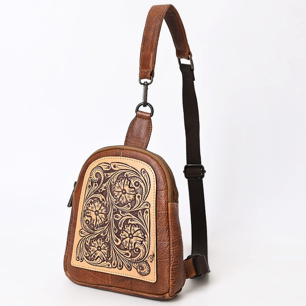 ADBGZ887 Tooled Leather Sling Backpack | American Darling
