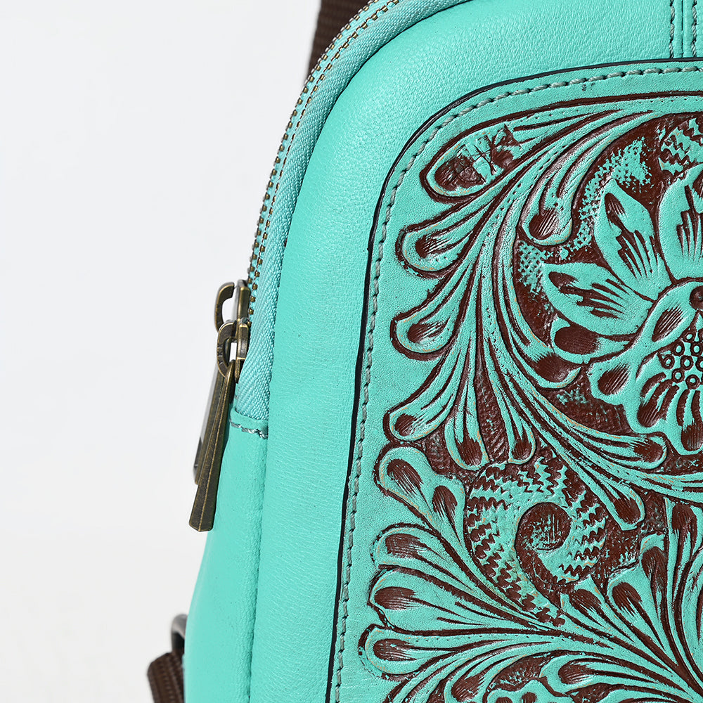 ADBGZ887 Tooled Leather Sling Backpack | American Darling