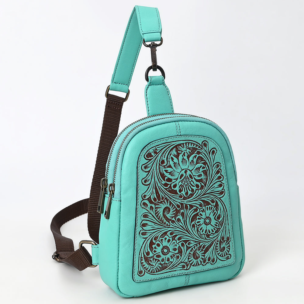 ADBGZ887 Tooled Leather Sling Backpack | American Darling
