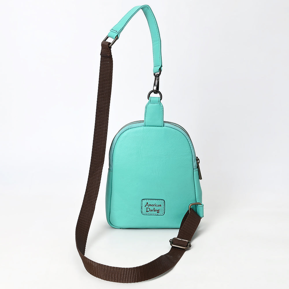 ADBGZ887 Tooled Leather Sling Backpack | American Darling