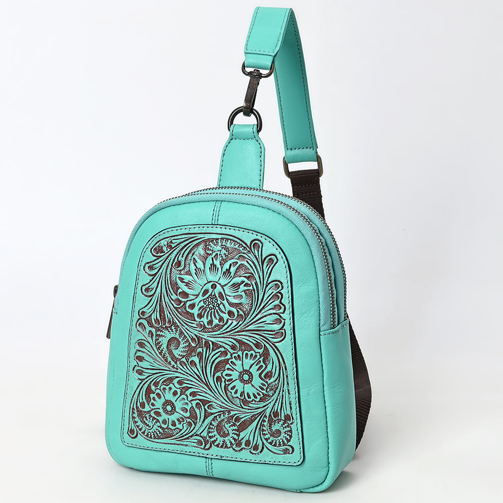 ADBGZ887 Tooled Leather Sling Backpack | American Darling