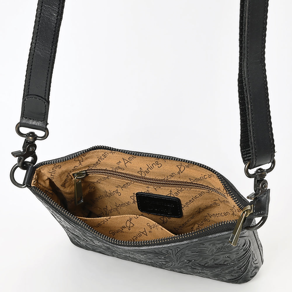 ADBGZ892A Black Tooled Leather Crossbody Bag | American Darling